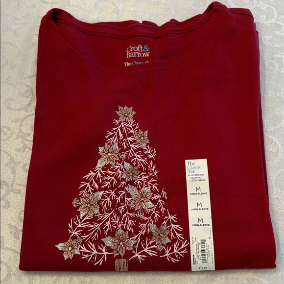 Croft & Barrow Christmas Tree Long sleeve Tee Shirt - Picture 3 of 7